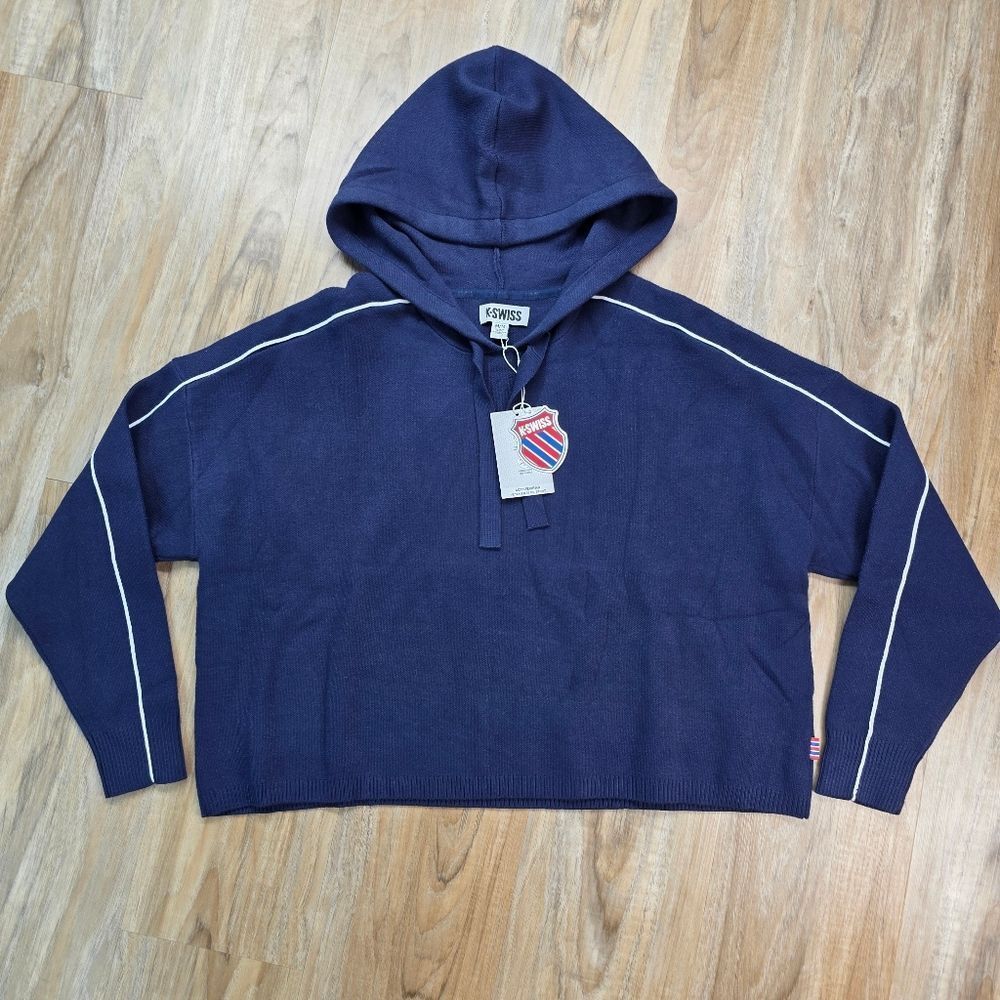 🐭🔸️NWT KSwiss Blue Activewear Cropped Hooded Sweater Medium